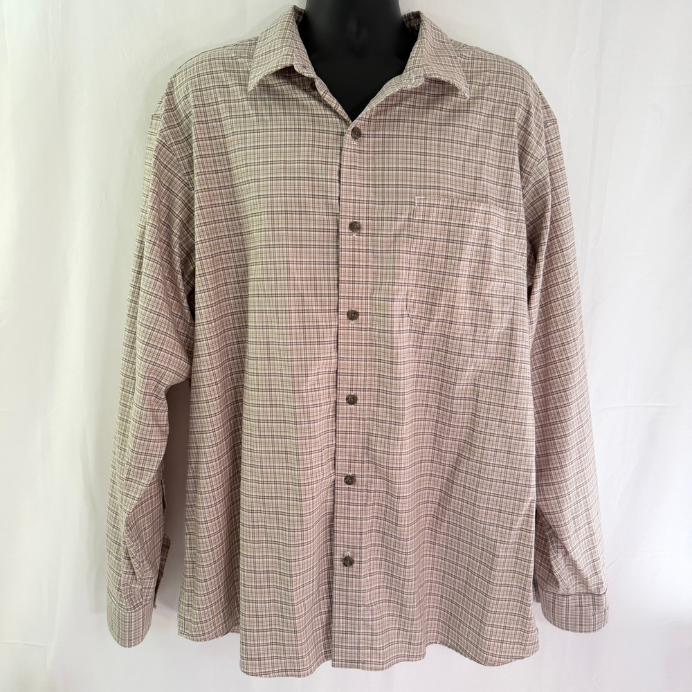 RedHead Brand Co Mens 2XL Plaid Button Down Shirt Long Sleeve Brown Cotton 539